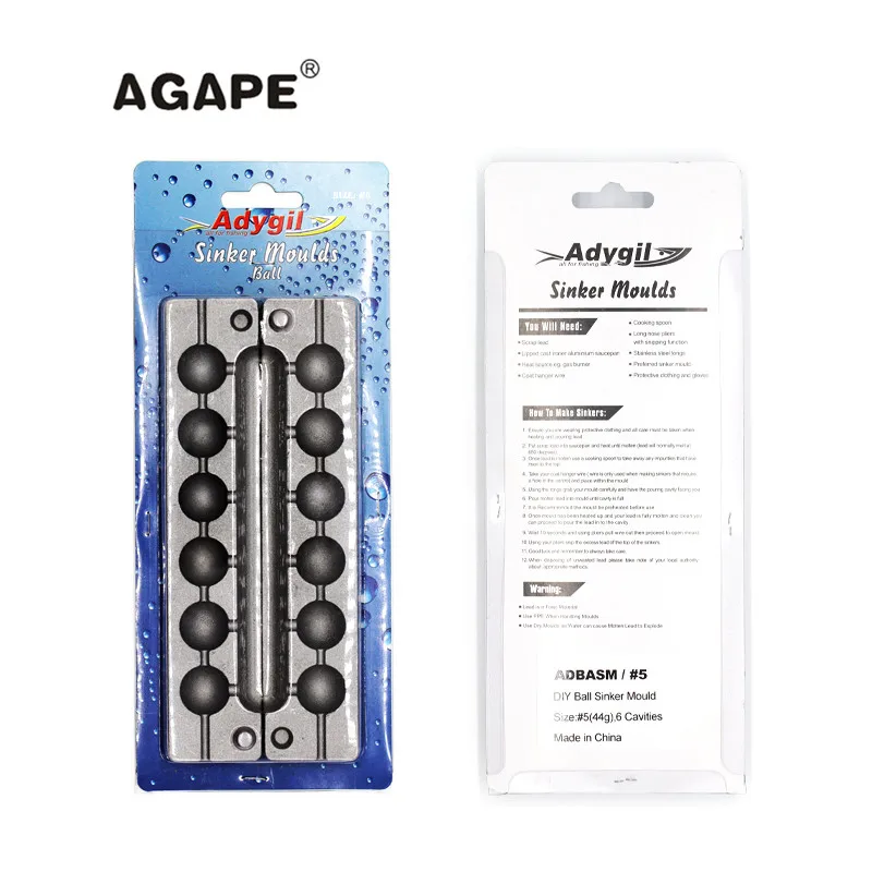 Agape DIY рыболовный шар грузило прессформы ADBASM/#5 шарик 44g 6 полостей|Рыболовные