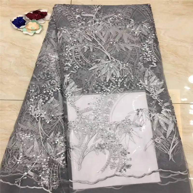 Хит! Черная африканская кружевная ткань с блестками тяжелая французская для