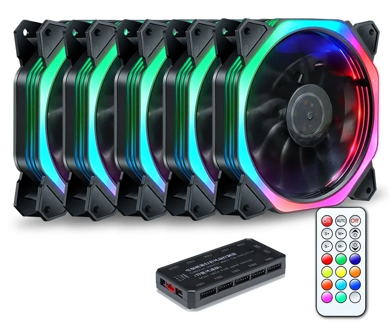 5 fan and controller SXDOOL 120 мм вентилятор RGB чехол для компьютера ПК Вентилятор RGB регулируемый светодиодный вентилятор Скорость вращения 120 мм тихий дистанционный компьютер охлаждающий RGB чехол вентиляторы - Цвет лезвия: 5 fan and controller