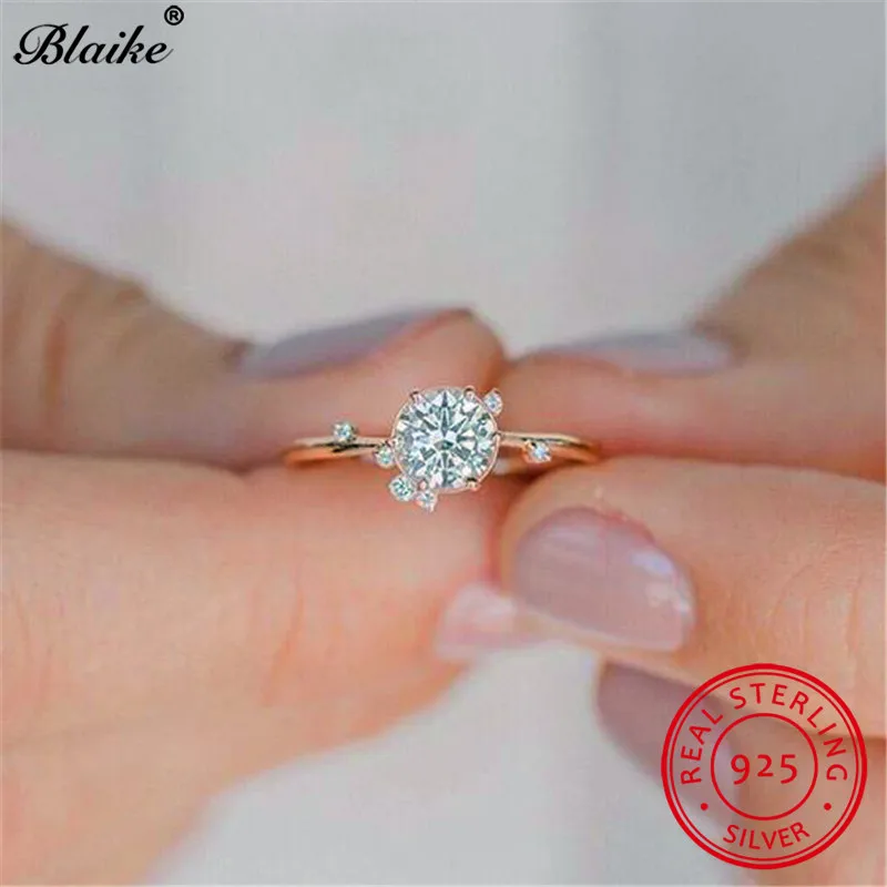 Blaike женские круглые обручальные кольца с кристаллами для женщин розовое золото