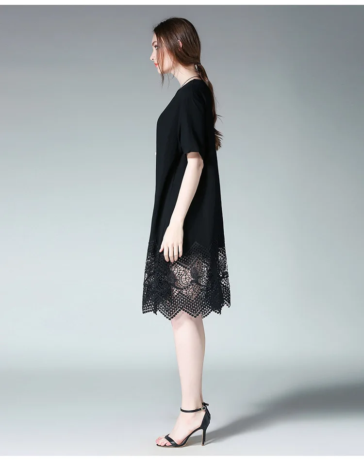 Новинка 2017 летнее женское хлопковое льняное платье кружевное лоскутное ажурное