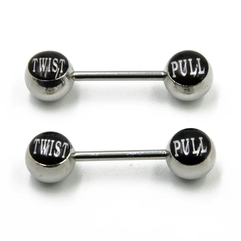TWIST PULL 14G Surgical Steel Nipple Bar Sexy Puck Dirty Bad Word Logo Nipple Ring Barbells Women Punk Body Piercing Jewelry Free Shipping - Окраска металла: TWIST PULL