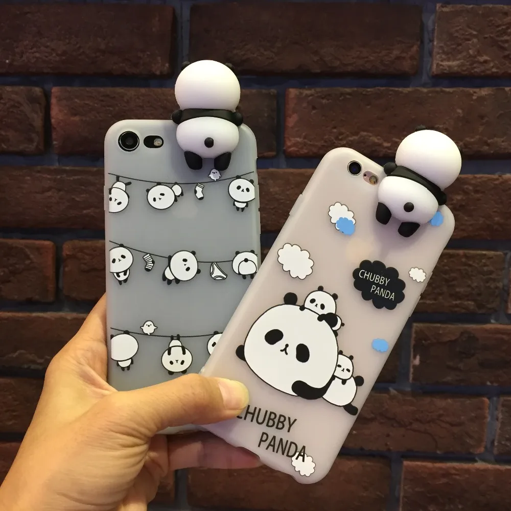 For iPhone 6 6S 7 8 plus Kawaii 3D Cartoon Panda tranparent soft tpu phone Case new hot Rubber case |