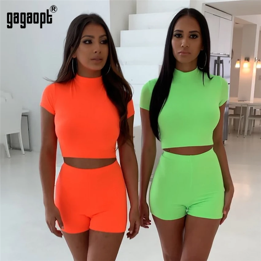 Gagaopt сексуальный однотонный топ и брюки комплект из 2 предметов Женский
