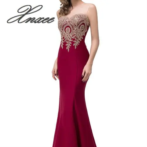 Женское длинное вечернее платье-русалка синее официальное платье с аппликацией