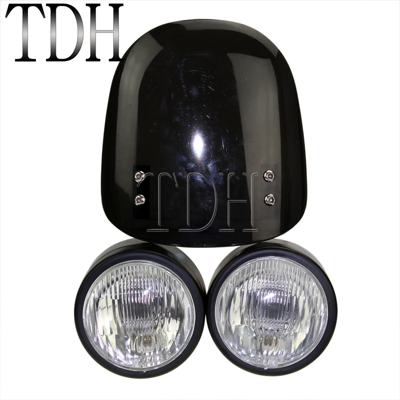 Мотоцикл черный дым ветровое стекло Доминатор двойная фара Двойная Передняя