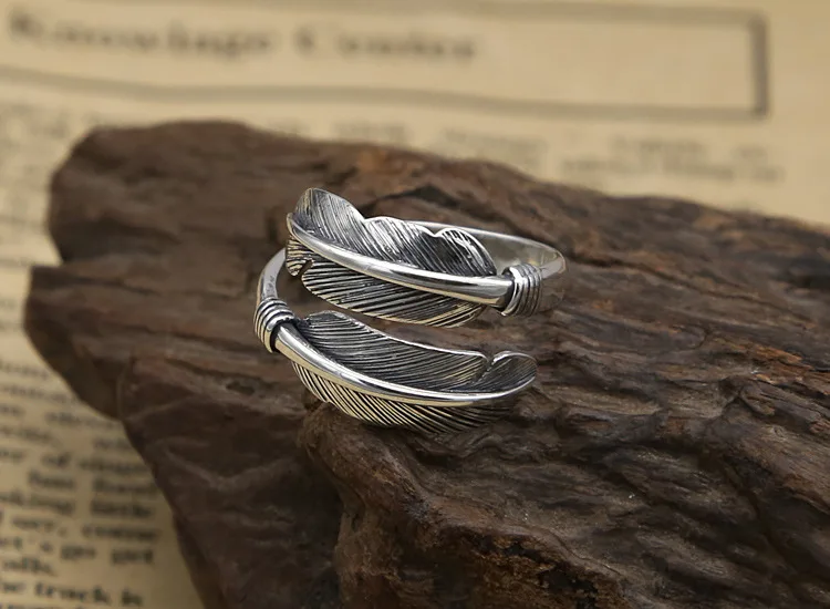 Винтажное кольцо ручной работы в индийском стиле с перьями мужское и женское