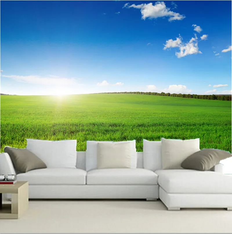 3D фрески на заказ красивое голубое небо и белые облака пастбища обои для гостиной