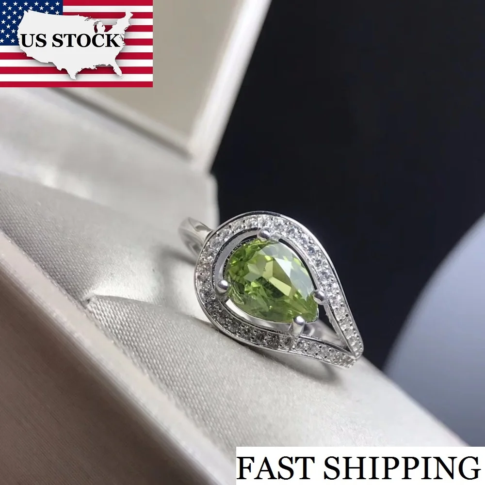 

Женское кольцо с натуральным Перидотом, из серебра 925 пробы, 6 х8 мм