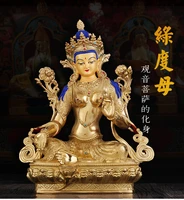 top good wholesale buddhist supplies protection 33cm 13 inch buddhism gilding bodhisattva green tara buddha statue