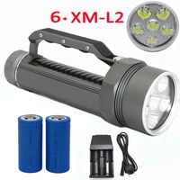 underwater 6x xm l2 led diving flashlight dive light waterproof torch white lighting 32650 battery euus charger