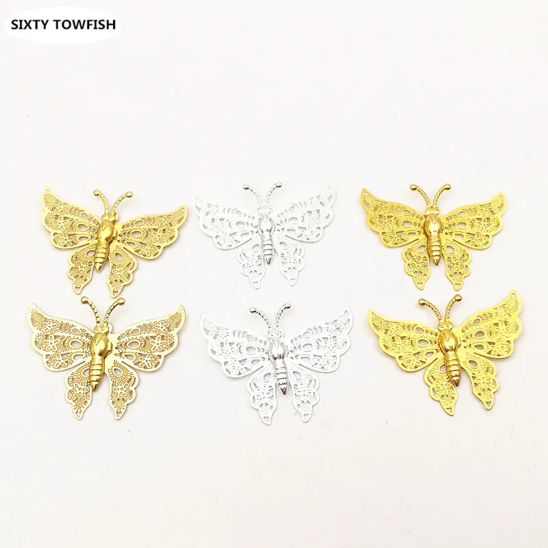 

20 pieces/lot Size 35*26mm Butterfly Brass Antique Bronze/Gold Color Filigree Charms Setting Jewelry DIY Components B10055