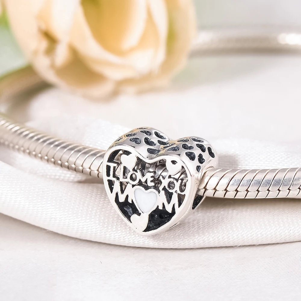 Devolove подарок Винтаж 925 пробы серебро люблю маму бисера Fit Pandora браслет и Цепочки