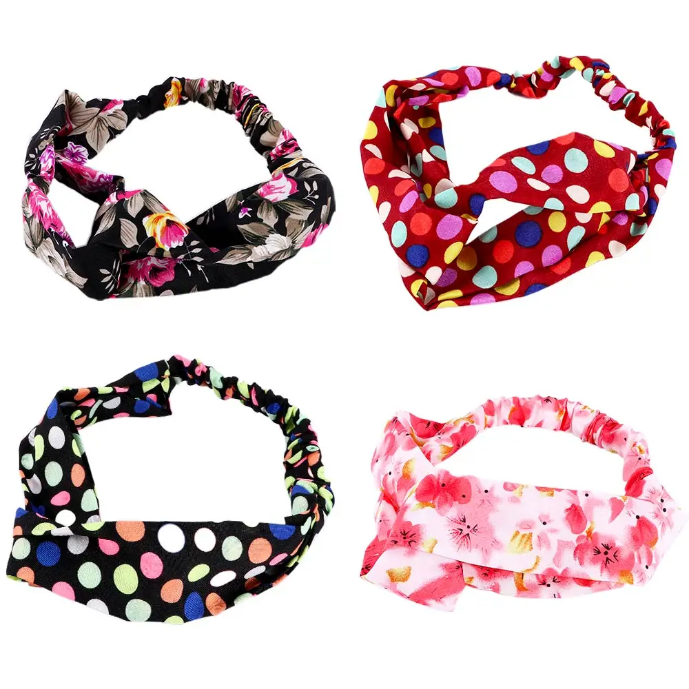 1 шт. Цветочная крученая эластичная повязка для волос с узлом цветная на голову