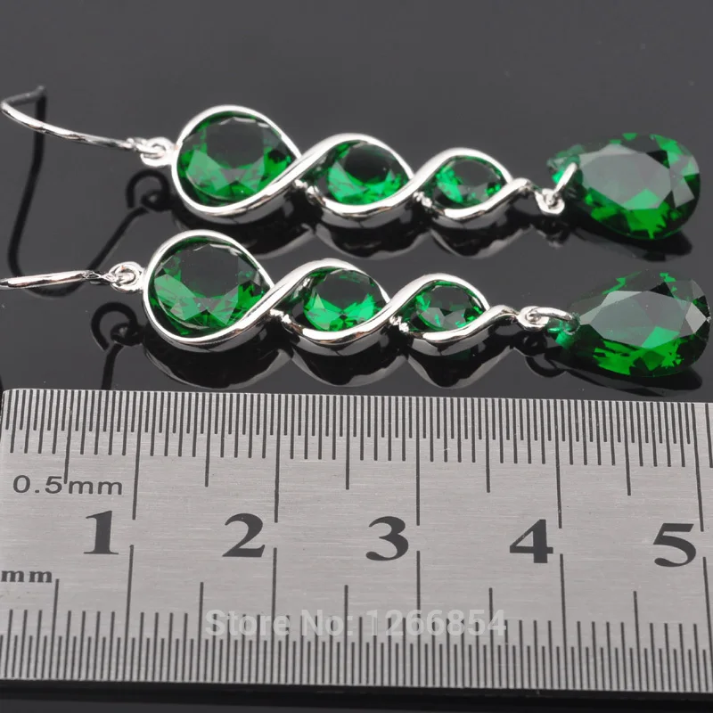 Благородный зеленый фианит для женщин посеребренные ювелирные изделия