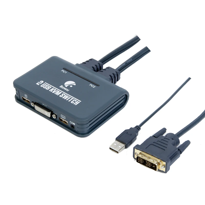 DVI коммутатор с проводным переключателем управления 2 в 1 выход USB мышь и