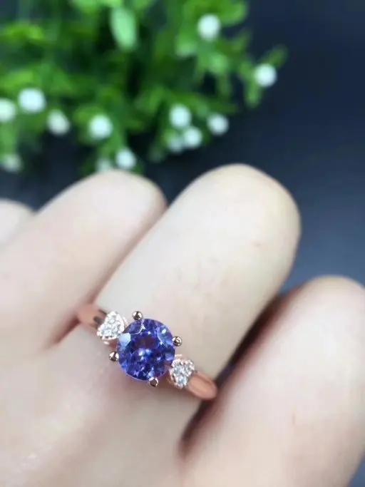 Кольцо женское из танзанита 6 мм серебро 925 пробы|fine jewelry|fine tanzanite jewelryring |