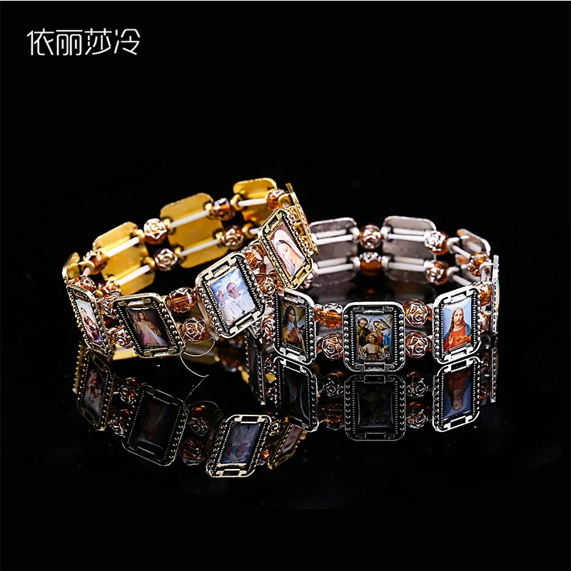 Эластичная фотография маленький квадратный браслет с изображением католической