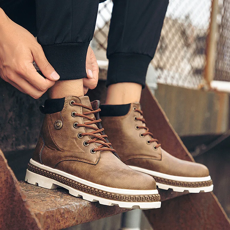 Мужские высококачественные кожаные водонепроницаемые походные туфли уличные