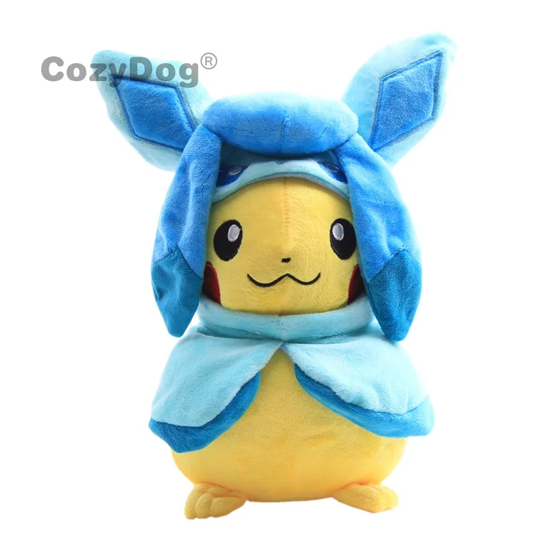 Glaceon 10 Стили Пикачу Косплей Иви-флареон vaporion Jolteon мягкая плюшевая игрушка Пикачу в Sylveon Umbroon плащ куклы 1" 28 см подарок - Цвет: Glaceon