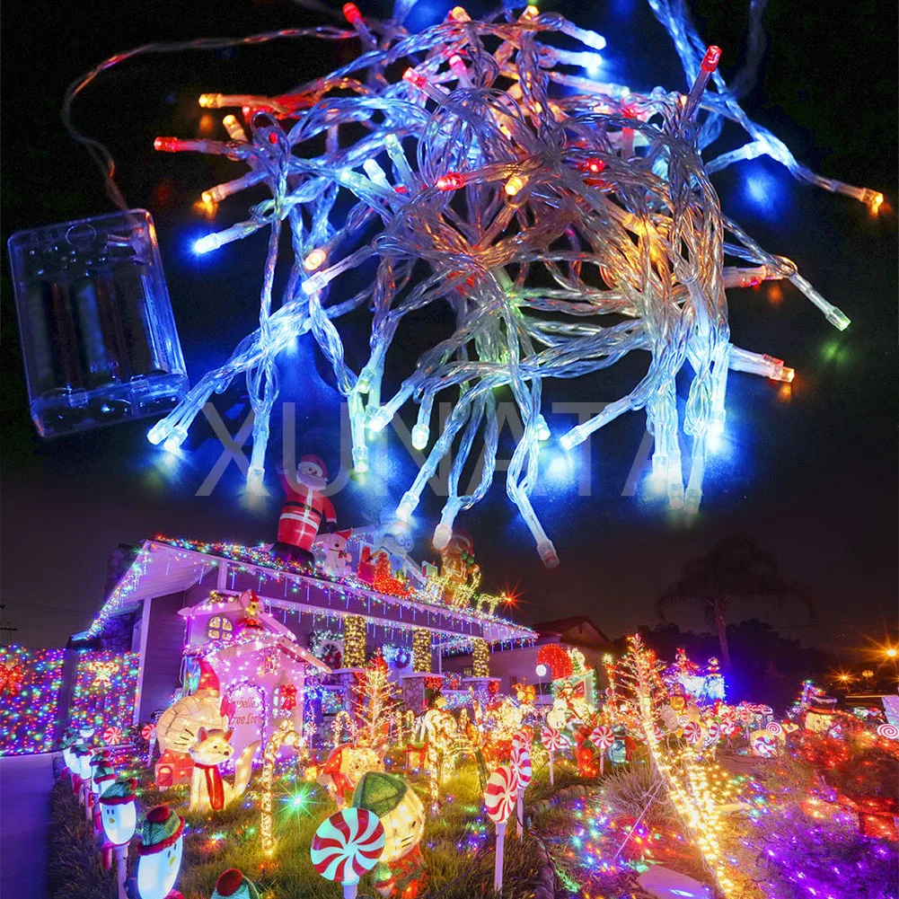 Garland LED AA Battery Power Fairy Lights string Deco Garden Outdoor Party Wedding Xmas Warm White RGB Lamp 1m 2m 3m 4m 5m 10m
