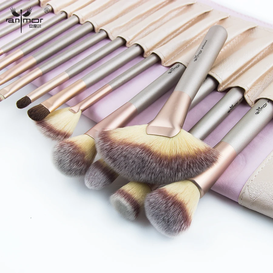 Anmor натуральный 18 шт. набор кистей для макияжа Профессиональный макияж кисти