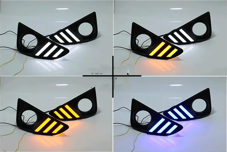 

eOsuns led drl daytime running light for Toyota mark x reiz 2014-2016 with yellow turn signals and blue night running light