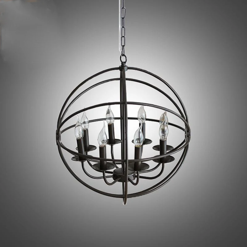 Уникальный подвесной светильник в виде черного шара американском стиле