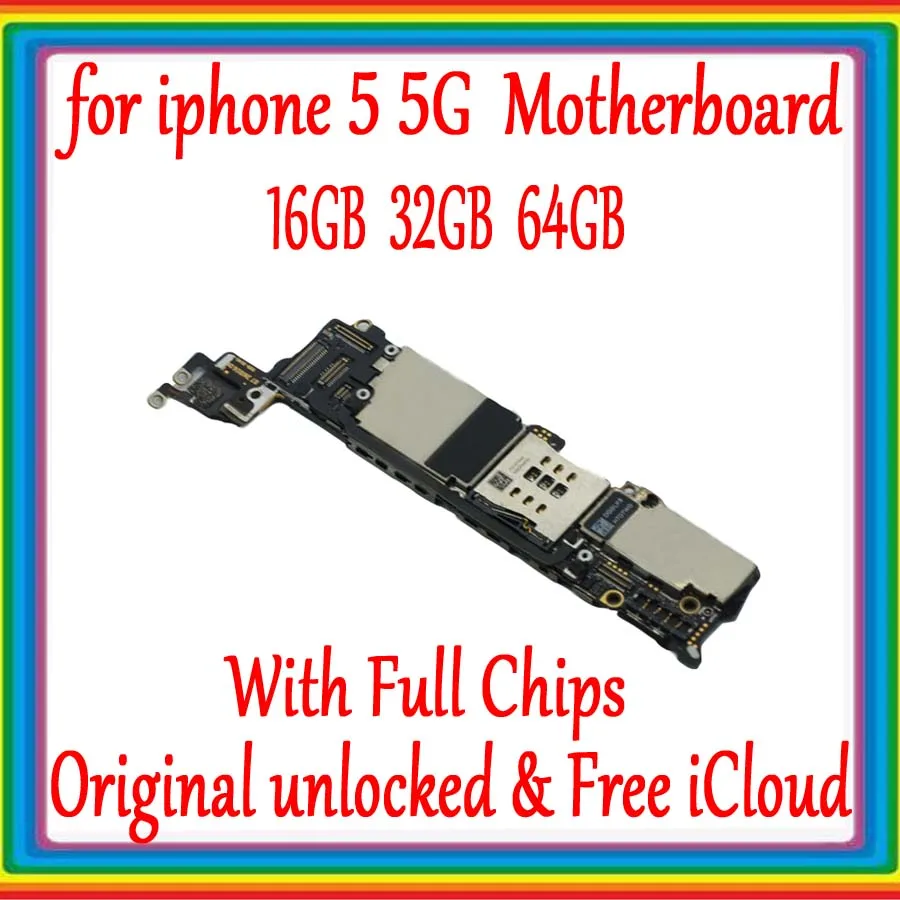 Заводская Разблокировка для iphone 5 5g материнская плата с полным чипом, Оригинальная для iphone 5 материнская плата, без iCloud 16 Гб/32 ГБ/64 ГБ