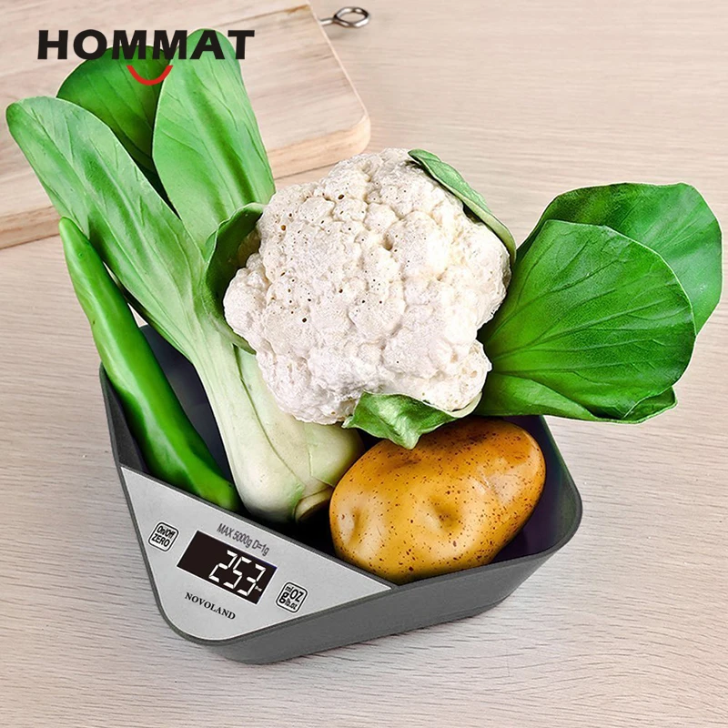 весы кухонные ЖК дисплей 5000 г/1 г встроенный чаша электронный Весы Еда диета Кухня