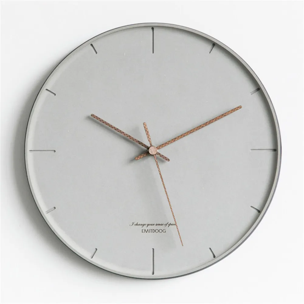 

12 inch Modern MDF Board Wall Clock Minimalist Nordic Ins Elegant Round Gray Artistic Silently Suzuki Clock for Cafe Home Decor