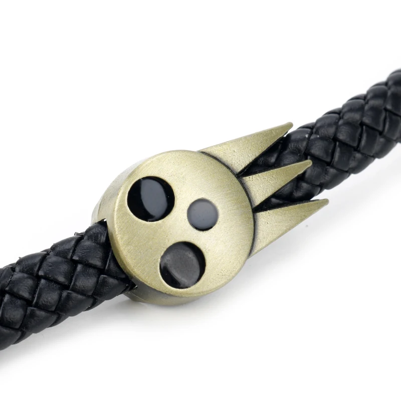 Classic Anime Soul Eater Dead Kid logo Bracelet Men Weave Leather Bracelets for Women Boys Jewelry Buckle Wristbands | Украшения и