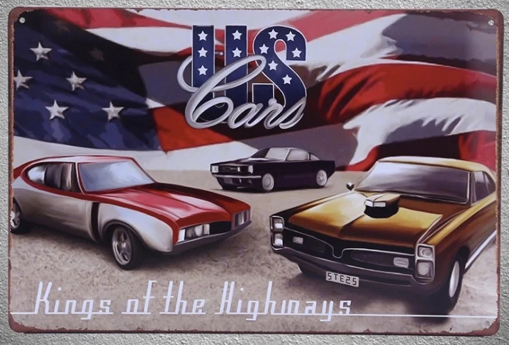 

1 pc US cars muscle America Garage repair mechanic kings highway Tin Plates Signs wall Shop Decoration Art Poster metal vintage