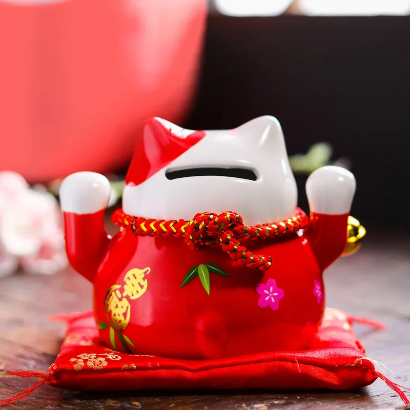 4 5 дюймовый Копилка Lucky Cat керамический мини кот в японском стиле открытый