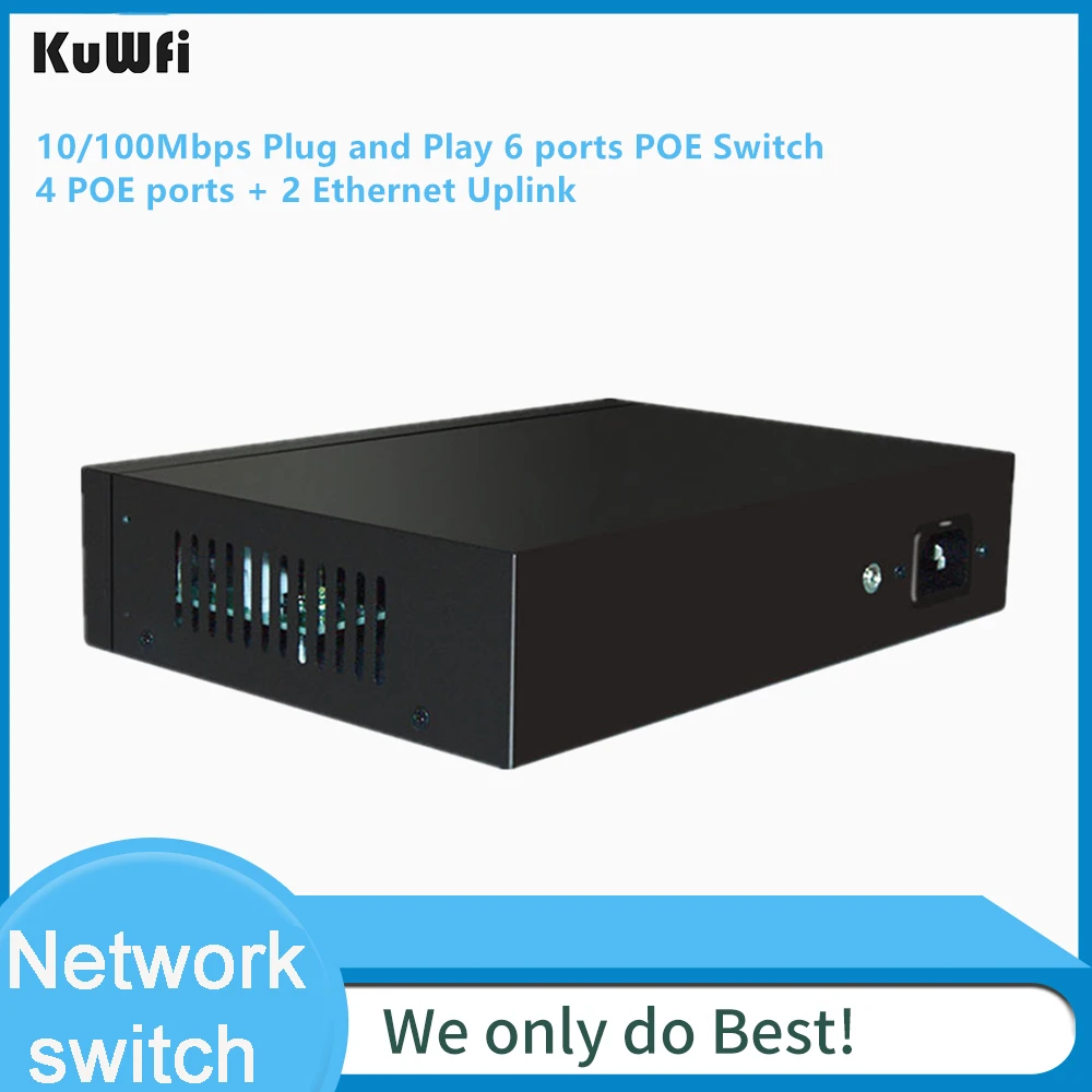 KuWFi 4 Порты и разъёмы коммутатор питания через Ethernet 2 по восходящей линии Мощность