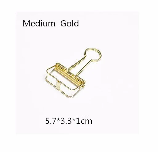 5pcs meduim Gold 12 шт./компл. 8 цветов милые Kawaii металлическая для бумаги зажимы скобы Офисные школьные принадлежности зажимы фото сообщения билета файл хранения - Цвет: 5pcs meduim Gold