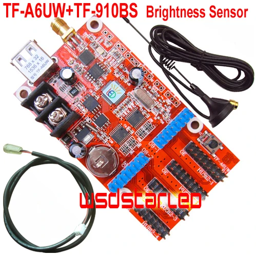 TF A6UW + 910BS датчик яркости 1536*16 768*32 P3.75 P5 P10 USB и WIFI одноцветный светодиодный