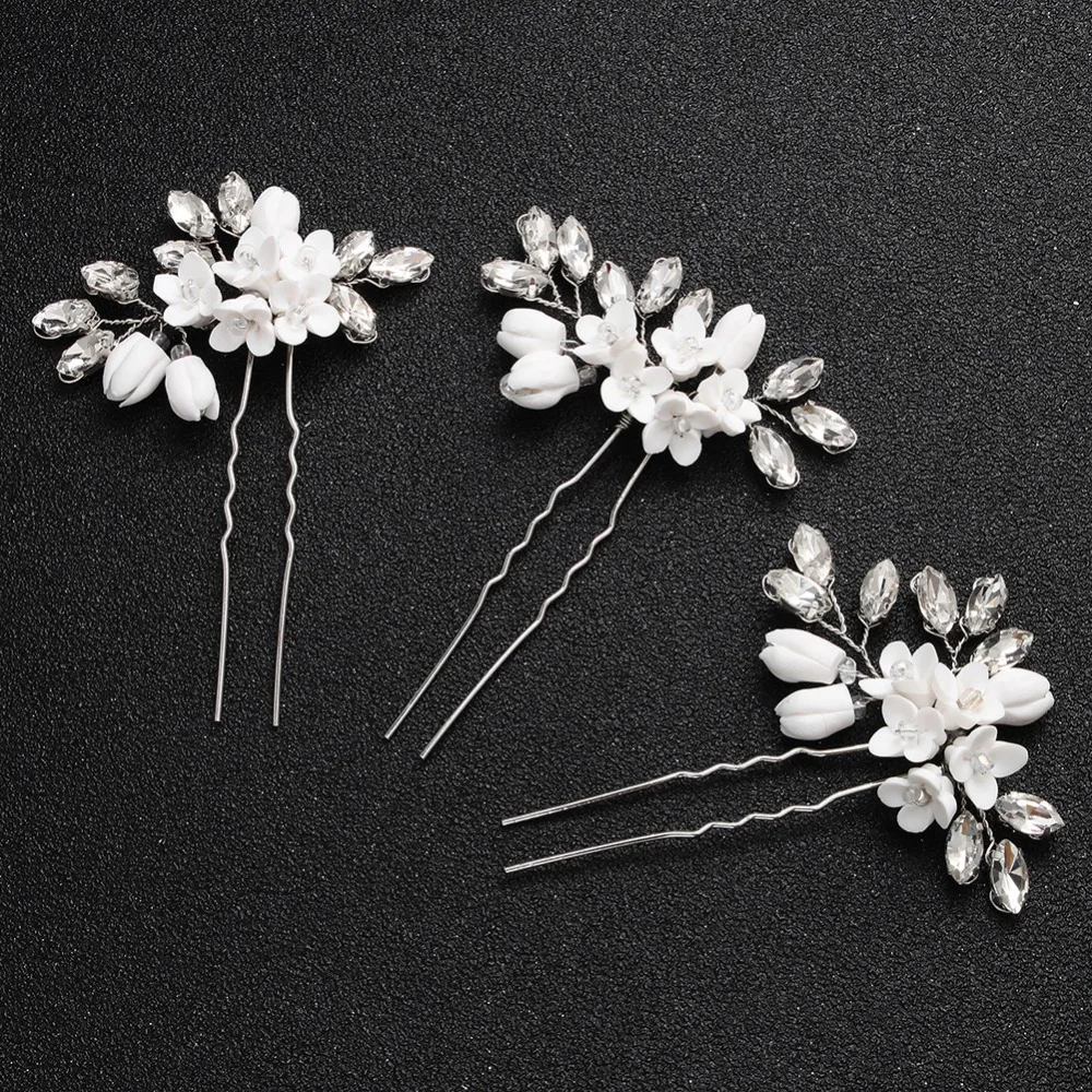 SLBRIDAL винтажные Серебряные Кристаллы Жемчуг цветок свадебные заколки для волос Свадебные Стикеры для волос аксессуары для волос подружки невесты женские украшения