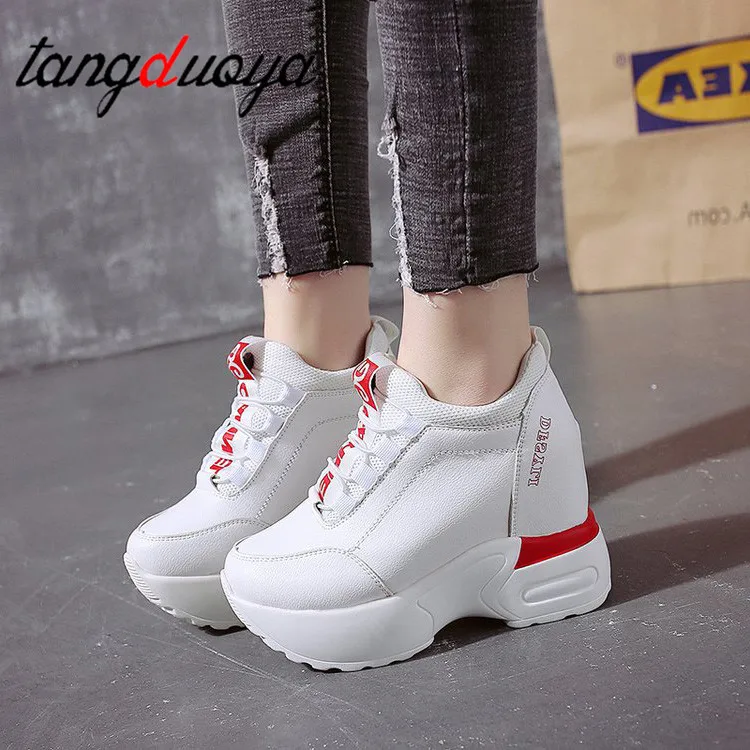 Кроссовки женские на высокой платформе повседневная обувь дышащие толстая