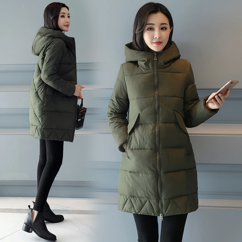 Brieuces Winter Coat Women 2018 New Wadded Jacket Solid Color Hooded Thick Warm Parkas Cotton Padded Outwear | Женская одежда