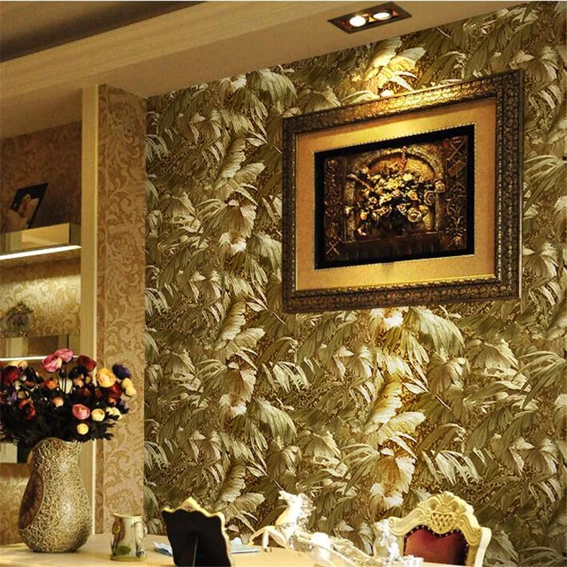 Wellyu европейские яркие золотые металлические Светоотражающие обои с растениями