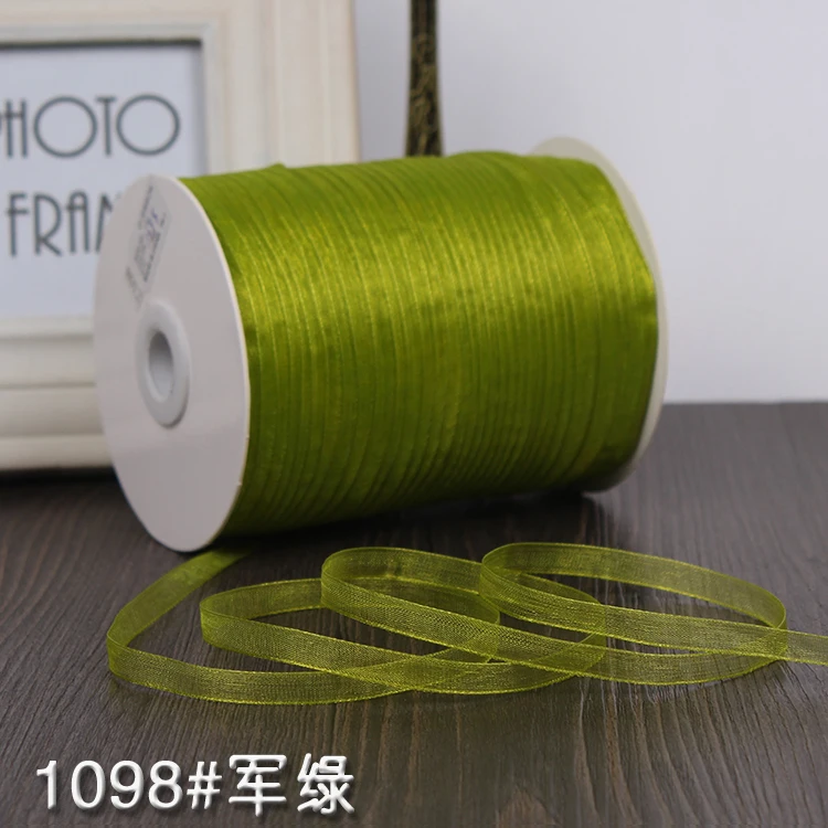 Army green 6 мм белые ленты из органзы 10 м/Лот Свадебные Рождественские украшения подарочная упаковка прозрачные шифоновые ленты - Цвет: Army green