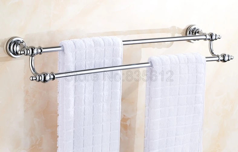 

Bathroom Accessory Polished Chrome Wall Mounted Double Towel Bar Holder Wba902
