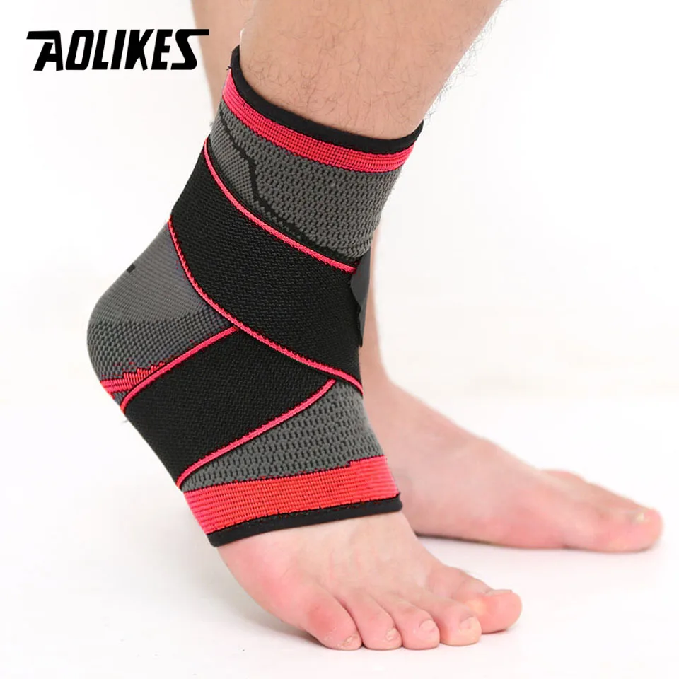 Red AOLIKES, 1 шт., 3D плетение, эластичный нейлоновый ремешок, поддержка лодыжки, бандаж, бадминтон, баскетбол, футбол, таэквондо, защита для фитнеса - Цвет: Red