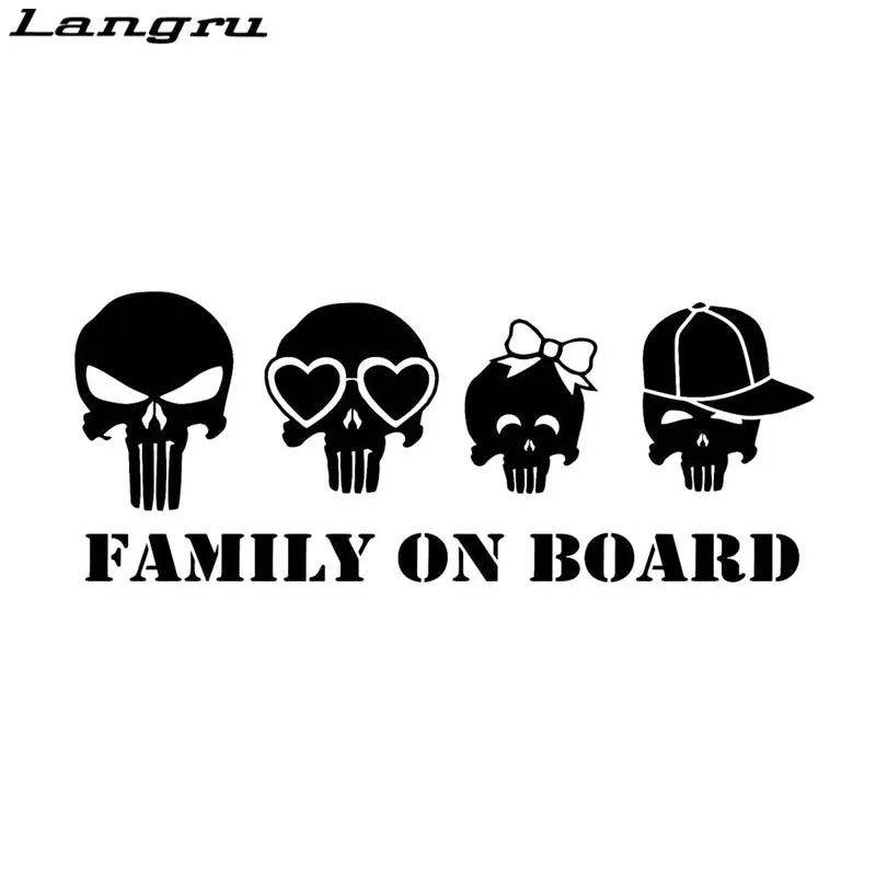 Langru семья на борту череп Автомобильная наклейка забавная виниловая