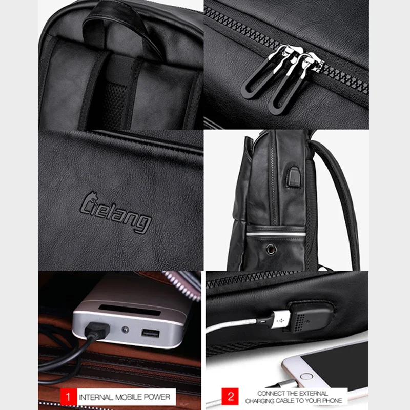 

LIELANG Backpack Waterproof 15.6 inch Leather Backpack For Laptop Men Travel Teenage Backpack Bag Male School Bagpack Mochila