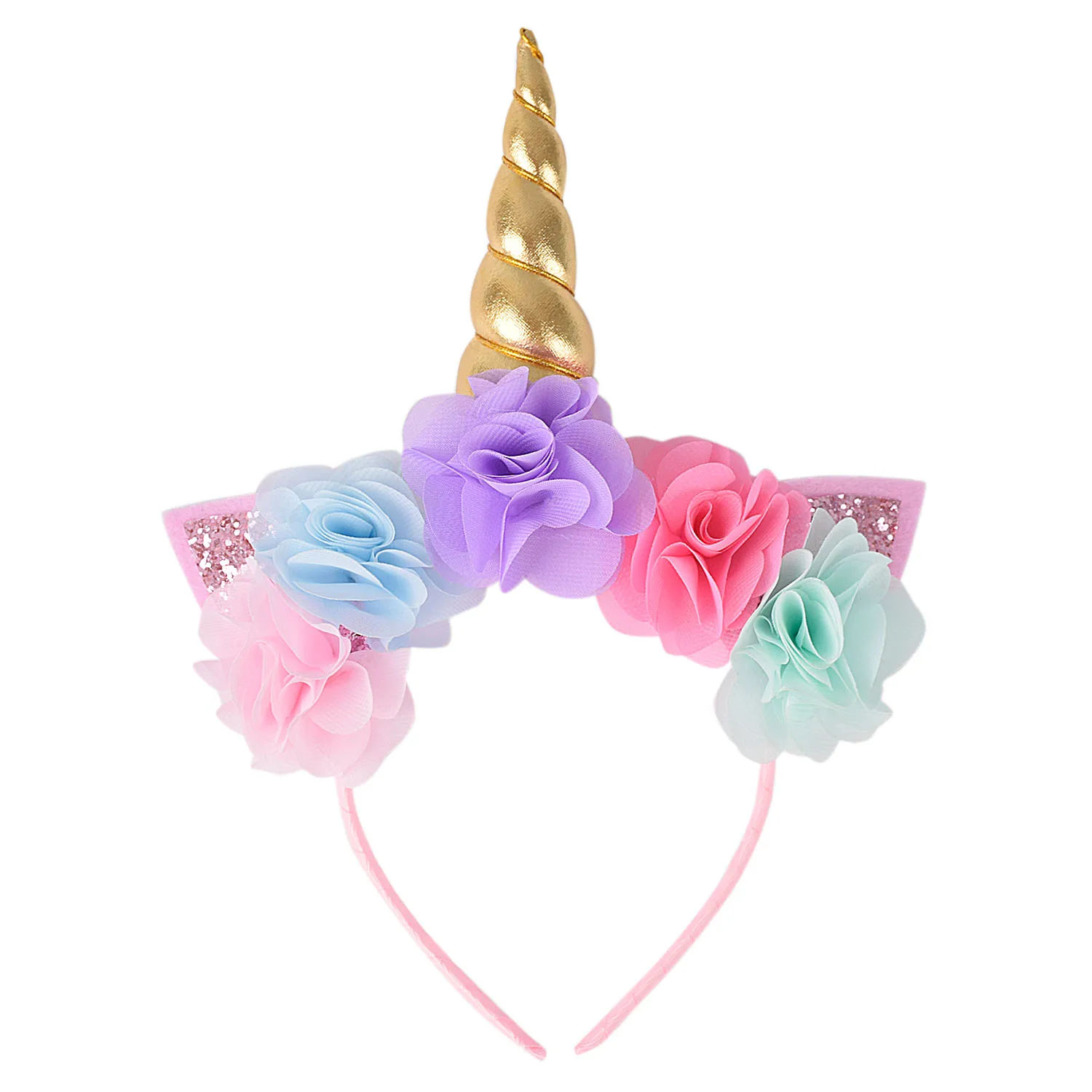 Цветок Единорог повязка на голову для маленьких девочек розовый/Золотой день