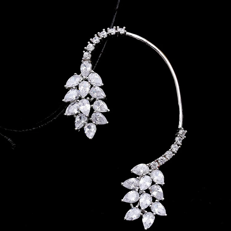 Роскошные циркониевые серьги Marquise, женские регулируемые клипсы с кристаллами, вечерние, этнические, свадебные ювелирные изделия, подарок, AE619 - Окраска металла: Left Ear