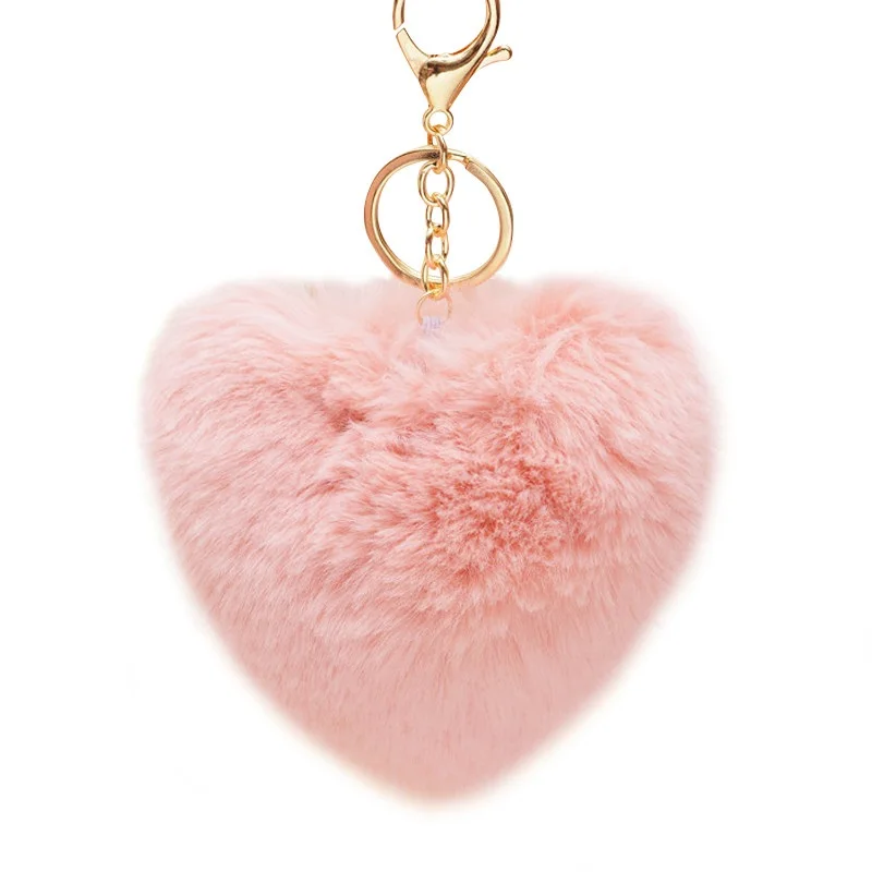 Меховое кольцо в форме сердца с подвеской из мягкого Помпона для телефона