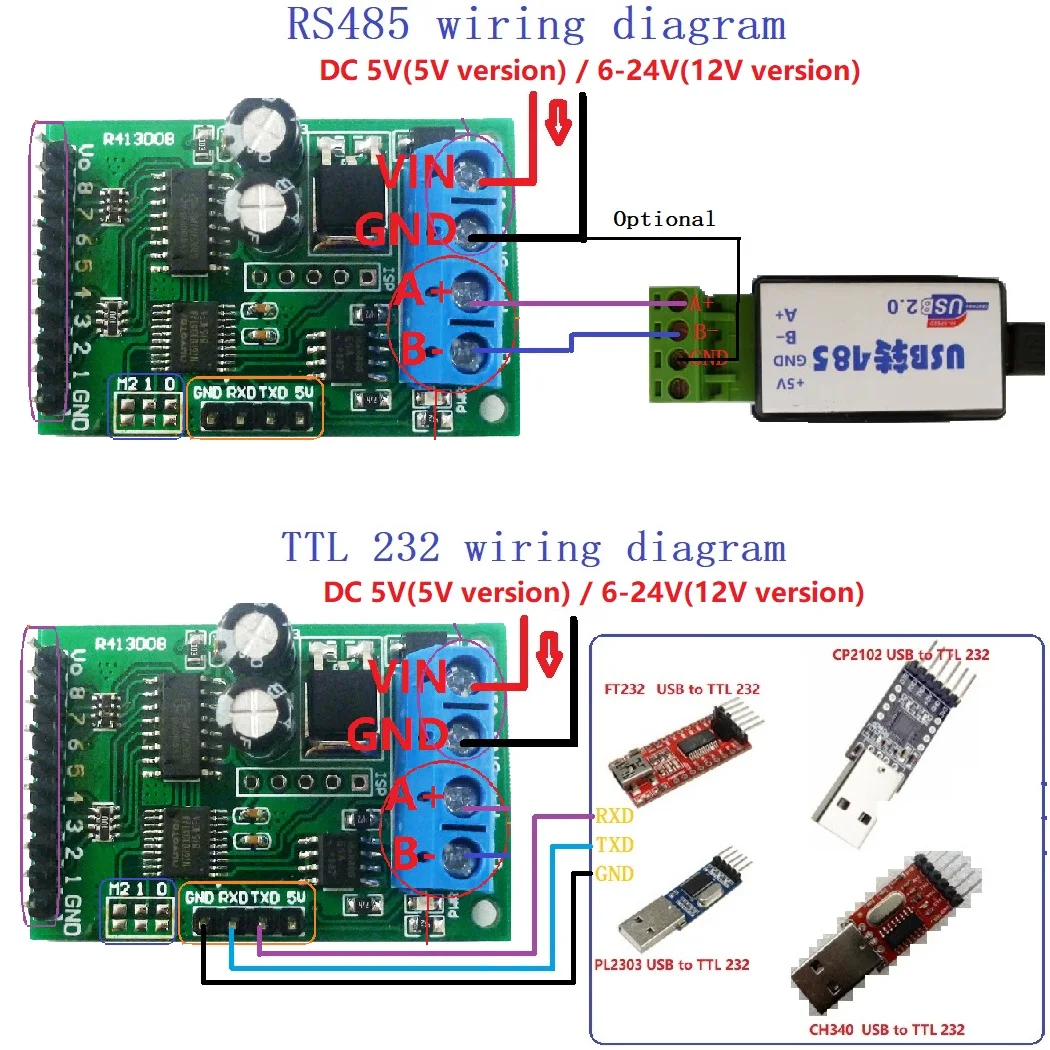 Модуль управления Modbus RTU 8 канальный модуль для релейного коммутатора PLC 5 В 12 24